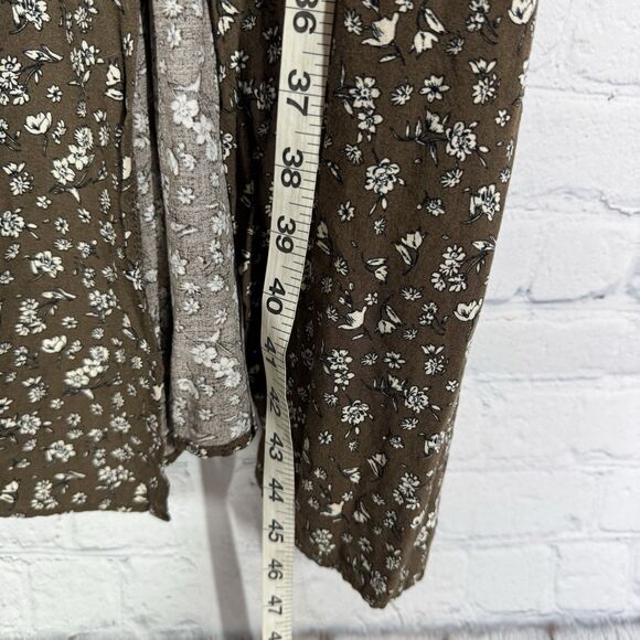 Cottage Milkmaid Midi Dress Women Plus 3X Brown Floral Puff Sleeve Prairie - Picture 14 of 14